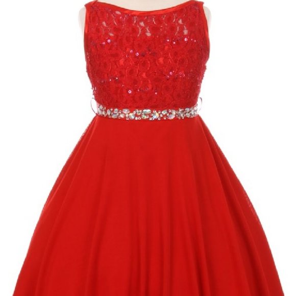 Little Girls Infant Toddler Sequin Chiffon Wedding Christmas Flower Girl Dress - Picture 2 of 3